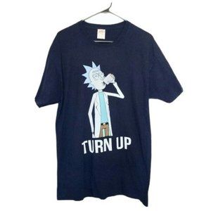 Fruit of the loom Blue Cotton T Shirt Turn up Graphic Picture Size Large Unisex